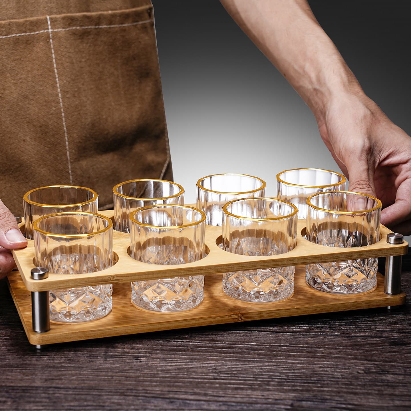 2-Piece Premium Baijiu Glass Set Carved Crystal Tumbler Home Beer Glass Small Drinking Cup 100ml