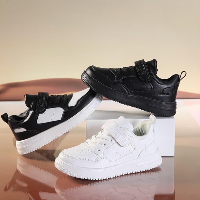 Children's White Casual Shoes, White Sneakers for Boys, Campus White Shoes, Leather Waterproof Elementary School Students Skate Shoes, Girls White Shoes