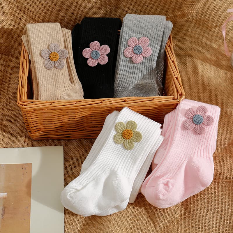 2024 Korean Style Spring/Fall New Baby Large Flower Girls' Leggings Tights Children Infant Big PP Pantyhose
