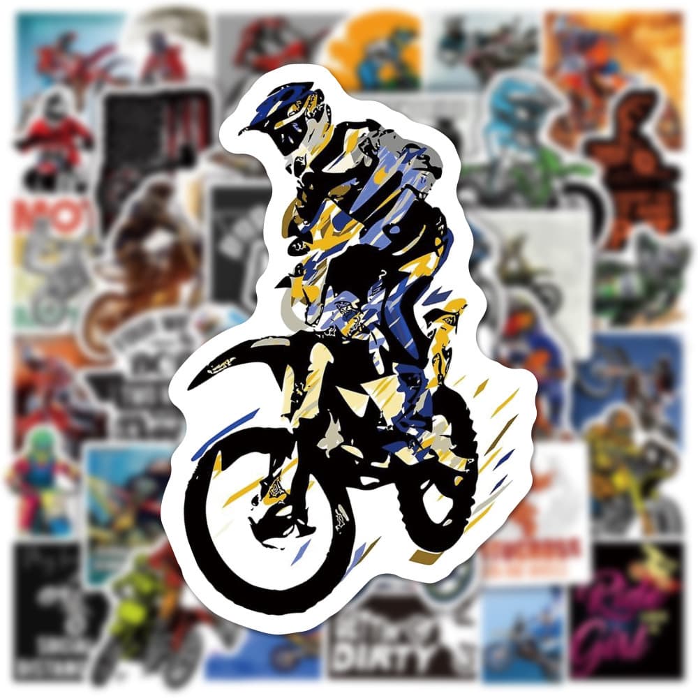50 Dirt Bike Extreme Motorcycle Stickers for Water Bottles, Guitars, Computers, Skateboards, and Phones - Motocross