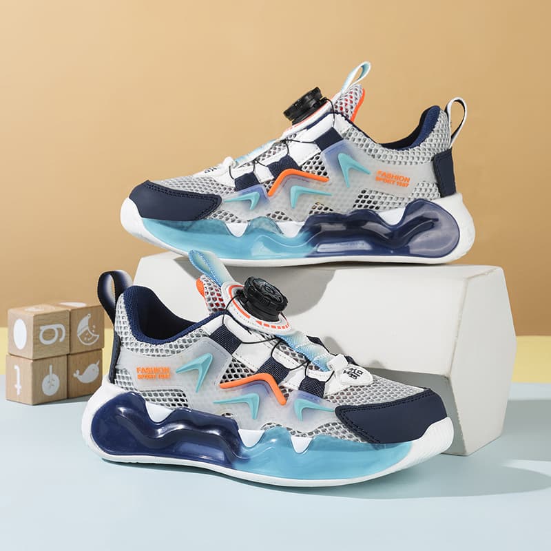 Boys' Shoes Summer 2026 New Kids Sports Dad Sneakers Breathable Hollow Single Mesh Shoes with Twist Lock Running Shoes