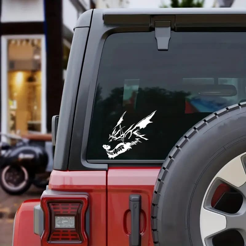 Car Sticker Cool Line Wolf Animal Pattern Decal Personalized Motorcycle Body Sticker Reflective Scratch Cover
