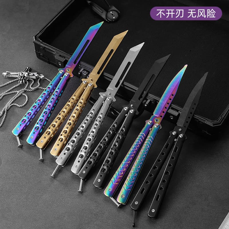 Factory Butterfly Knife Training Knife Practice Knife Folding Knife Stainless Steel Portable Flick Knife Unsharpened Trick