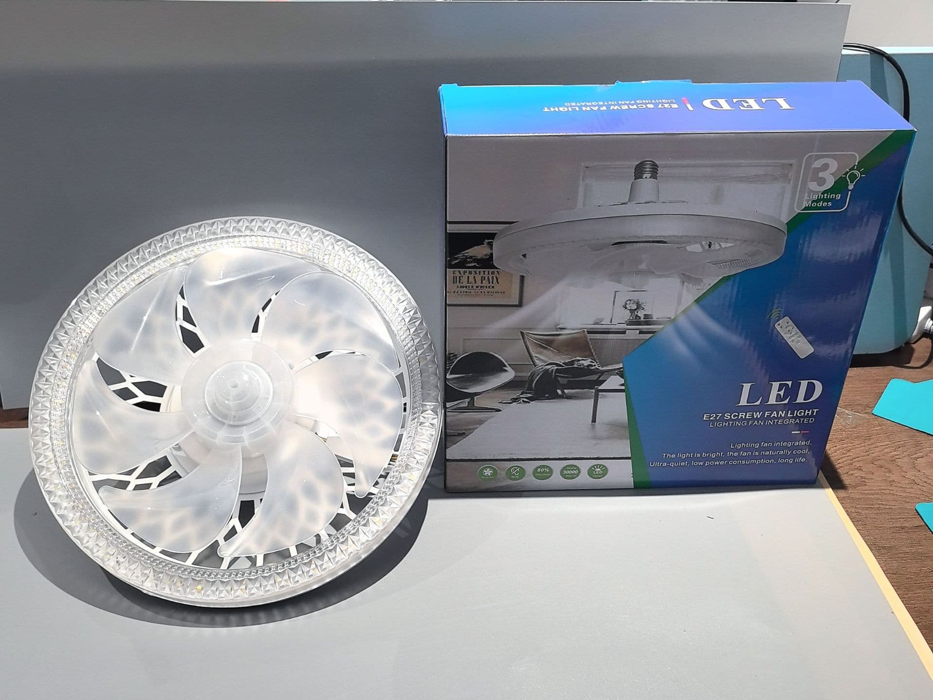 Cross-border Manufacturer Supply Hidden Blade Ceiling Fan Light for Home Bedroom Ceiling Lamp Dining Room Living Room Ceiling Light Wholesale