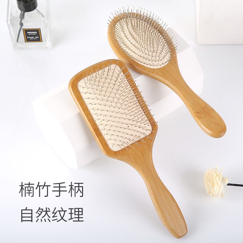 Air Cushion Comb for Women, Scalp Massage Meridian Comb, Cushion Comb, Nan Bamboo Steel Pin Teeth Curling Comb, Home Wooden Comb