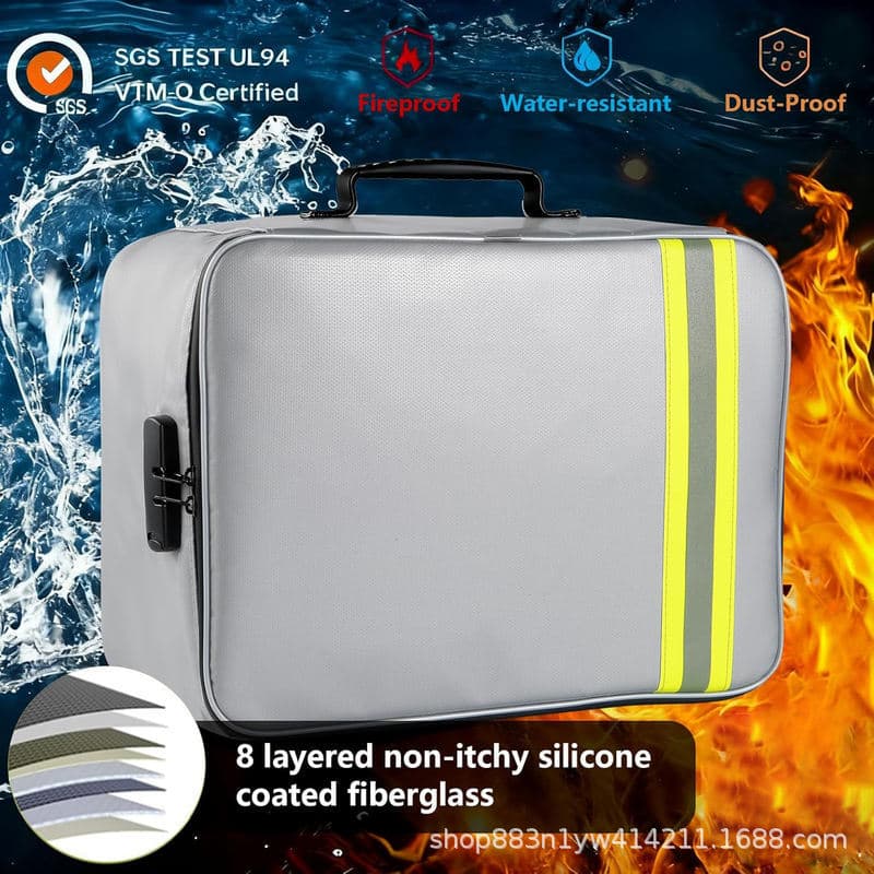 Portable hard-shell fireproof document box, passport certificate, valuable document protection bag, jewelry cash fireproof bag, cross-border