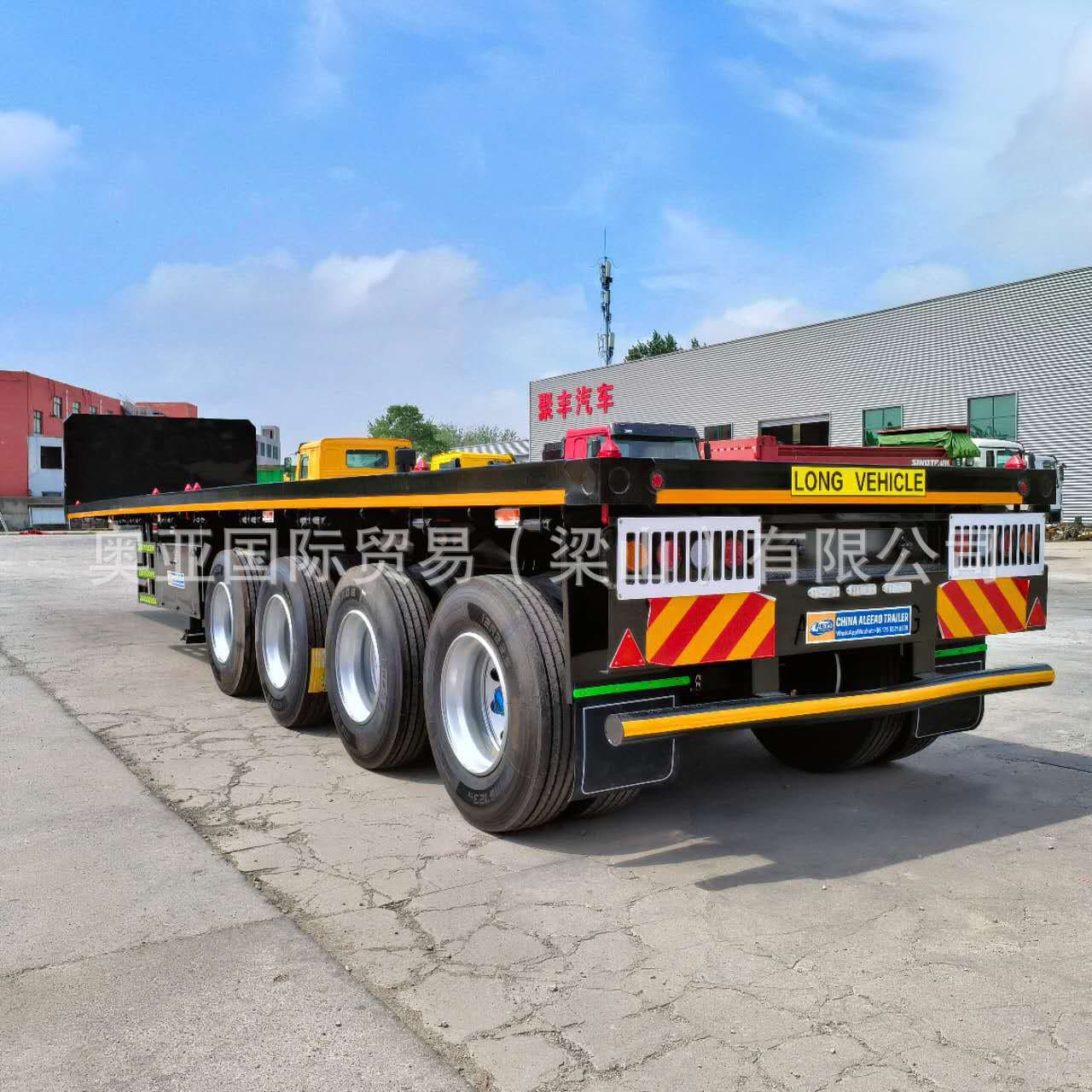 Cross-border Africa West Africa 4-axle 40ft mechanical suspension front axle lift flatbed semi-trailer container transport vehicle