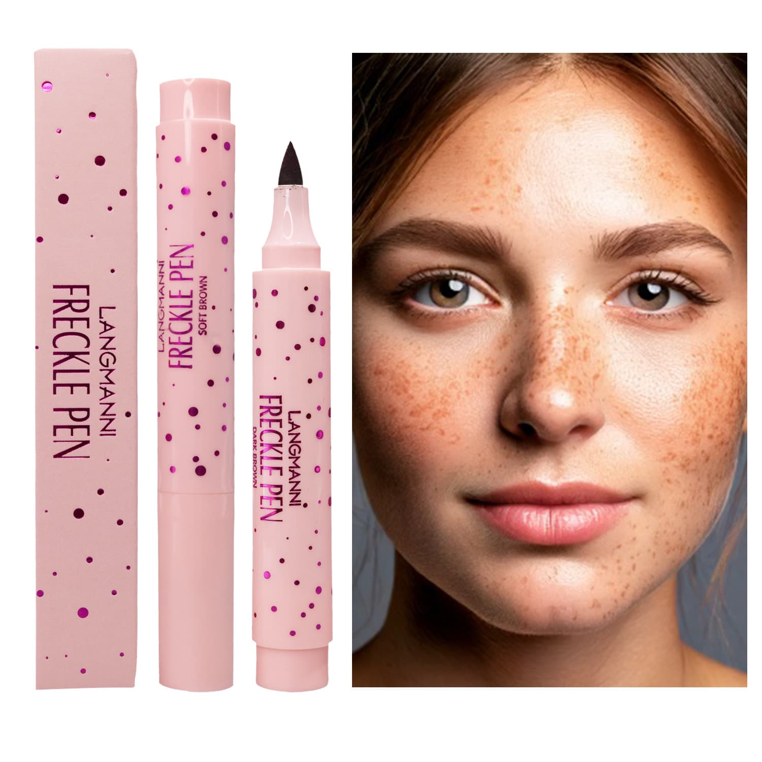 langmanni New Natural Simulation Freckle Pen, Highly Pigmented, Waterproof, Easy to Apply, Long-Lasting, Freckle Spot Pen