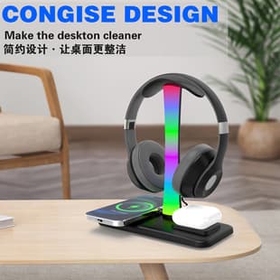 Cross-Border Phone Wireless Charger Headset Base Stand 3-in-1 Wireless Charger Wireless Fast Charging