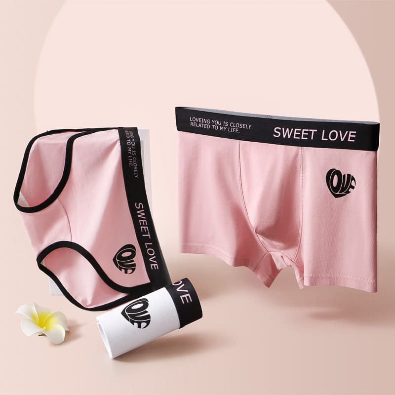 Couple Underwear, Cotton Comfortable Men's Breathable Trendy Heart Women's Triangle Briefs, Young Couple Underwear