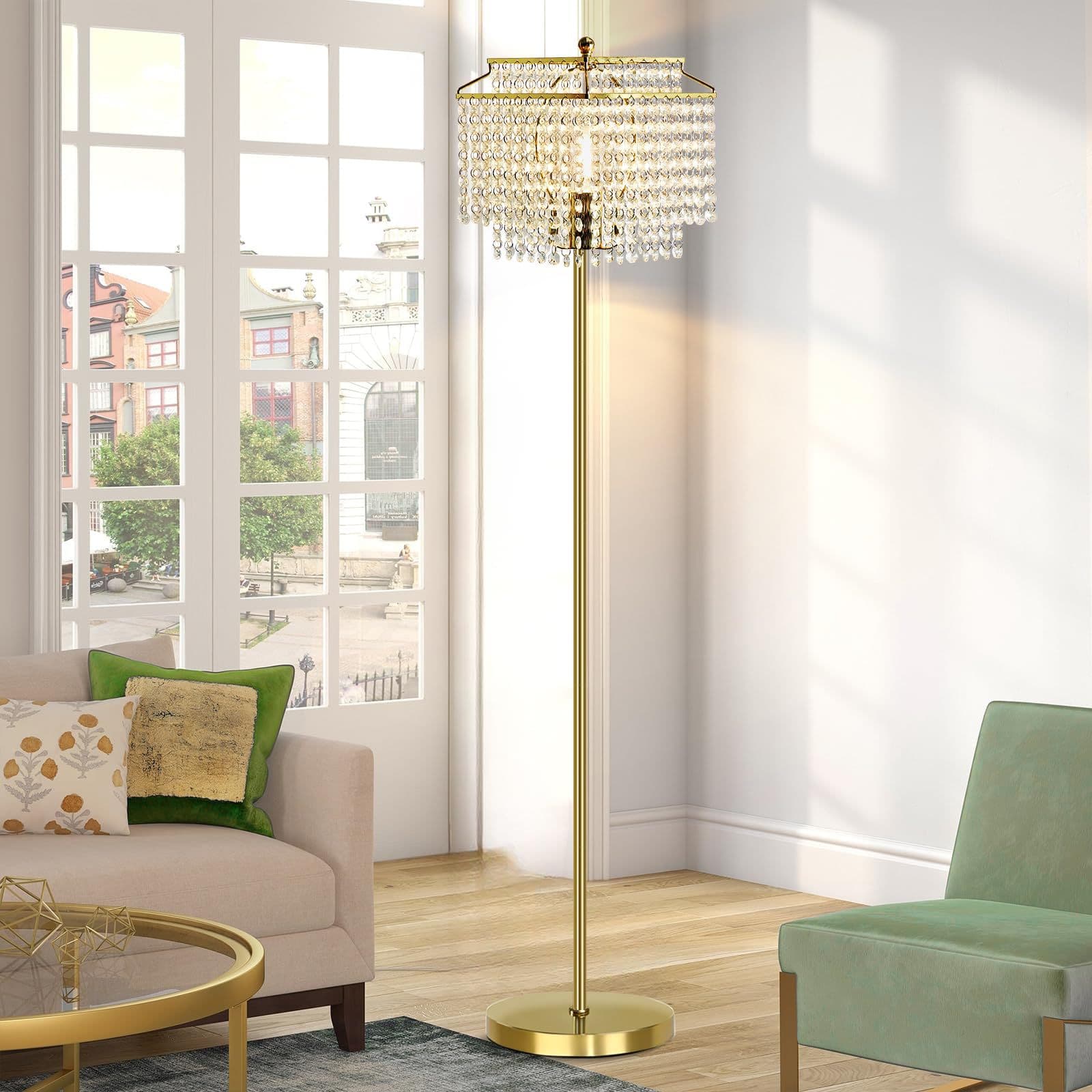 European Crystal Floor Lamp Luxury High-End Living Room Study Bedroom Nightstand Light Amazon Cross-Border Lamp
