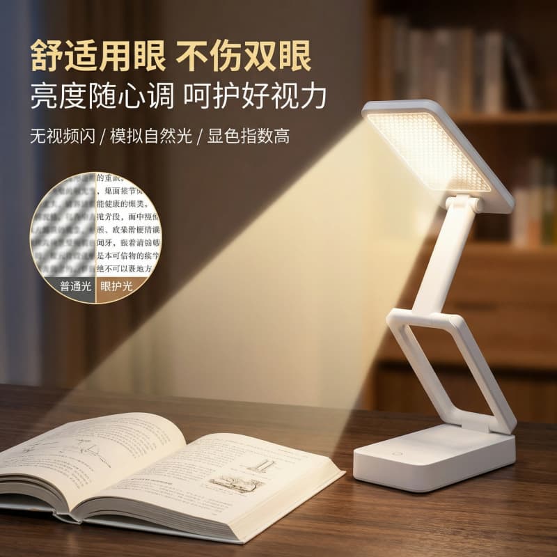 Portable Folding Desk Lamp LED Fill Light Multifunctional Eye-Care Study Lamp Dormitory Study Writing Reading Desk Lamp