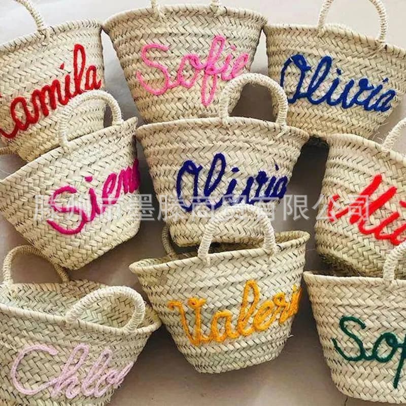 Cute Straw Woven Bag Personalized Name Beach Vacation Bag Summer Fashion Handbag Versatile Seaside Gift