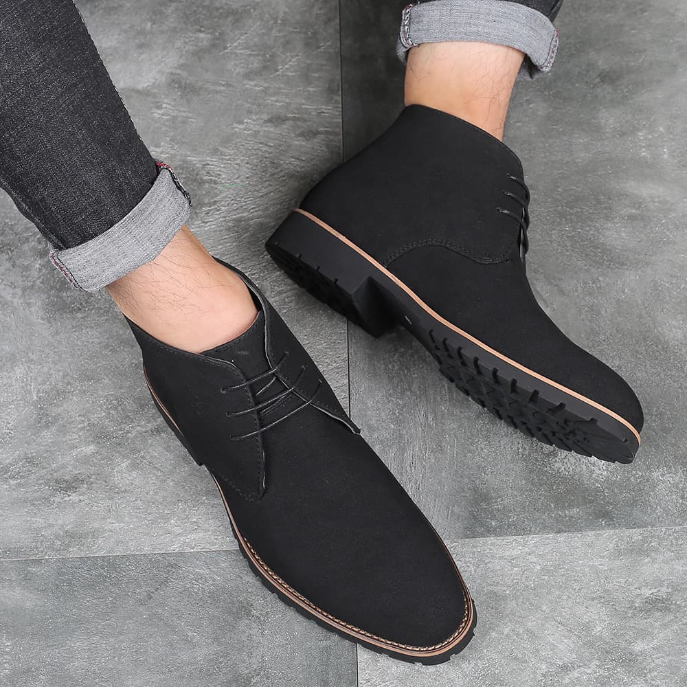 New Autumn Men's Pointed Casual Leather Boots Front Lace-up Martin Boots Fashionable Foreign Trade Shoes