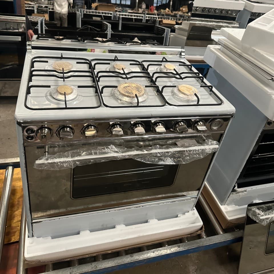 90cm 6-Burner Gas Cooktop with Oven Combo European Standard Factory Stock Complete Unit and CKD Parts MOQ for Drop Shipping