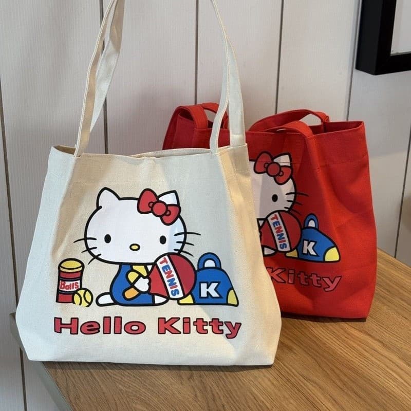New Hello Kitty Large Capacity Tote Bag, Cute Shoulder Cartoon KT Cat Handbag, Commuter Bag