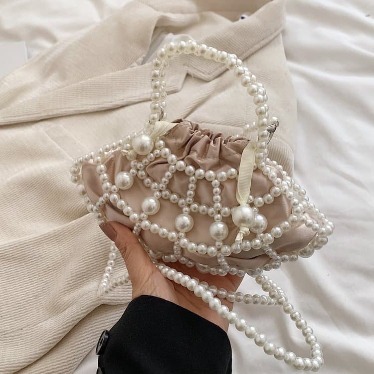 Woven Children's Bag for Girls Summer 2024 New Mini Pearl Bag Toddler Crossbody Small Handbag