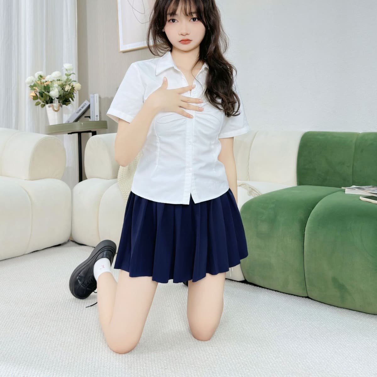 Solid Color 38CM Elastic Waistband Pleated JK Half Short Skirt Versatile Slim Fit High Waist Skirt Foreign Trade Fast Shipping In Stock
