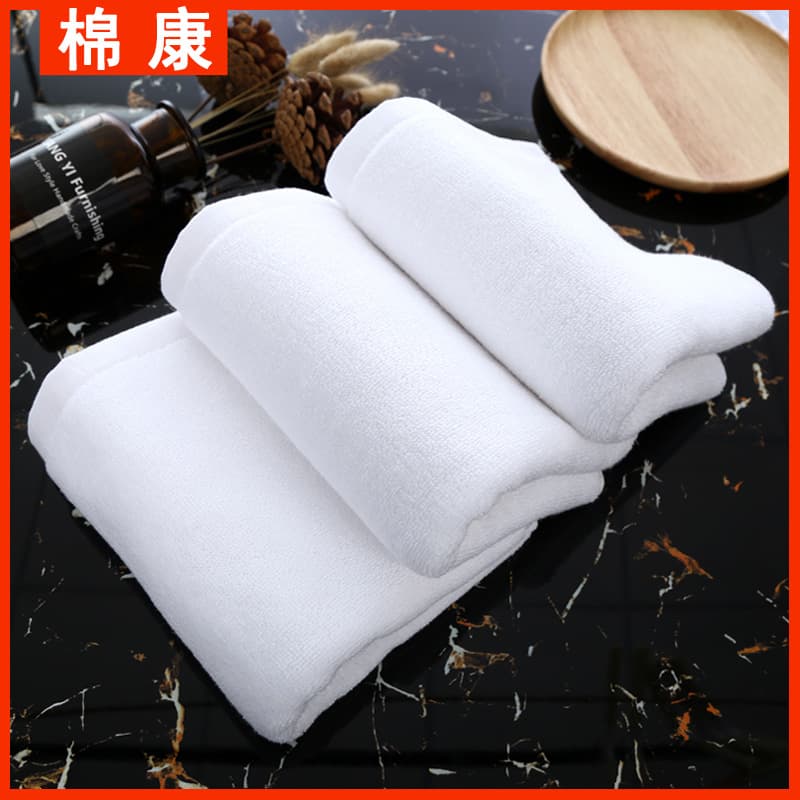 Wholesale all-cotton hotel towels, extra-thick pure cotton towels for hot springs, saunas, hotels, B&Bs, and beauty salons in white.