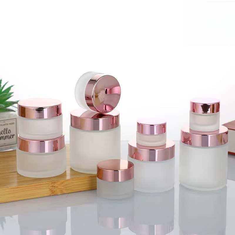 Wholesale 30g 50g Frosted Cream Jar, Eye Cream Jar Rose Gold Lid, Face Cream Jar Cosmetic Sample Refillable Empty Jar