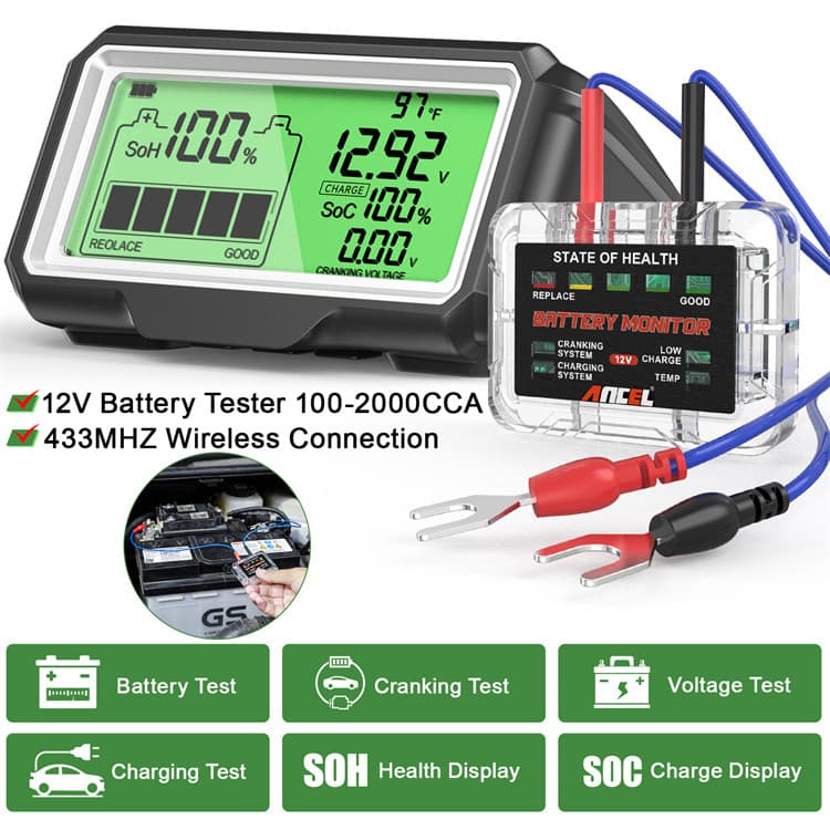 ANCEL BM200 PRO 12V LED Car Battery Tester SOH SOC Charging Battery Analysis Tool