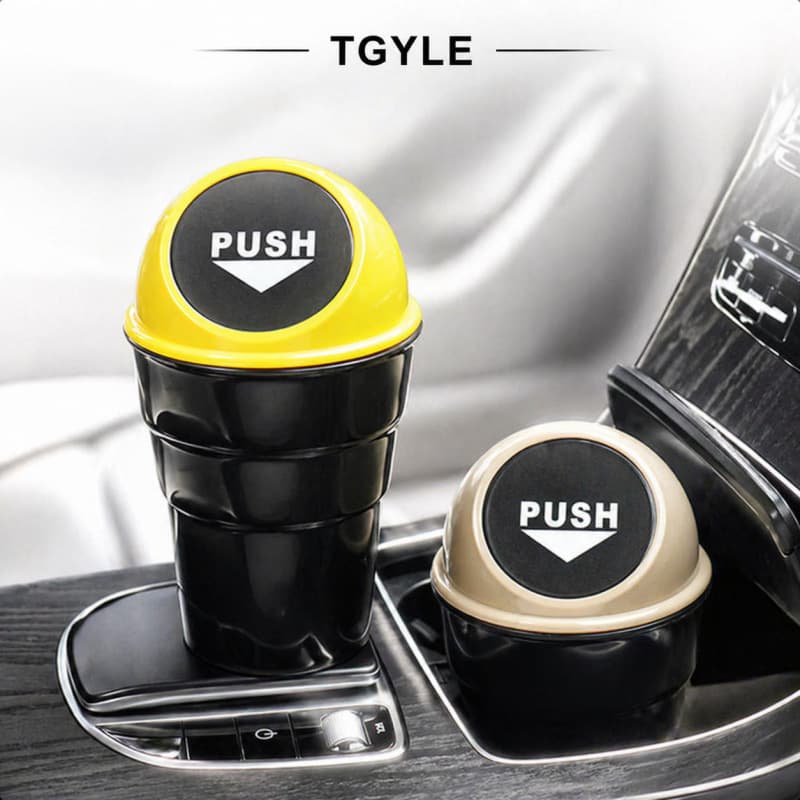 Car trash can, round door trash can with lid, colorful multifunctional water cup holder, storage bucket, car storage box