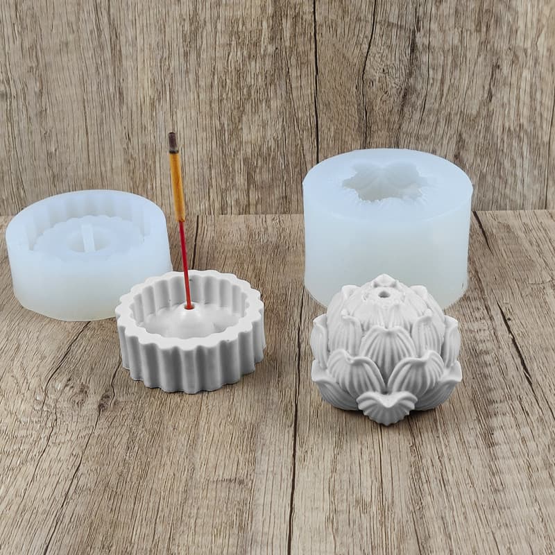 New Lotus Plaster Candle Holder Mold DIY Handmade Cement Geometric Incense Holder Mold Self-made Aromatherapy Incense Holder Decoration