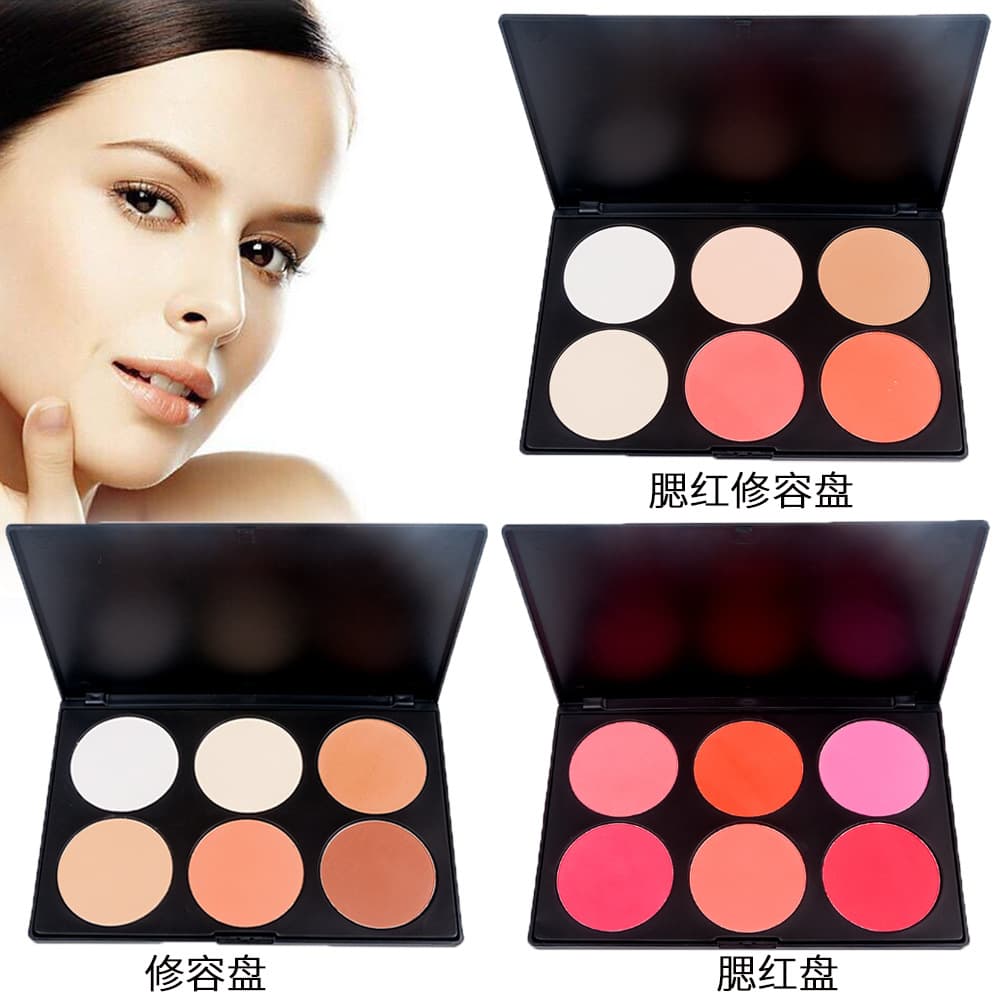 6-Color Blush Foundation Palette Contour Highlighter Concealer Long-Lasting Smooth Face Makeup