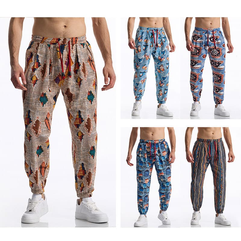 Cotton Linen Casual Pants Men 2026 New Loose Fit Plus Size Youth Linen Pants Breathable Casual European Size Cuffed Trousers Long Pants