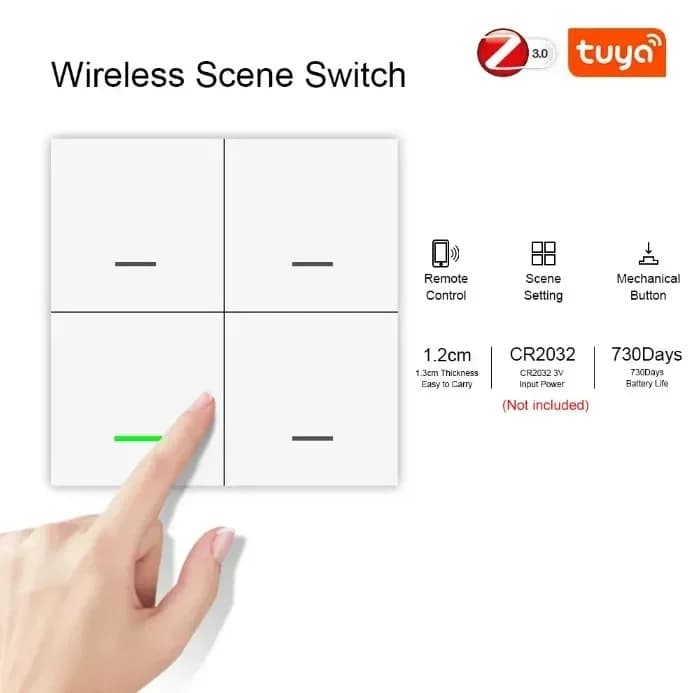 Tuya Zigbee Scene Switch 4-Key Sticker 4-Key Scene Switch Smart Home Convenient