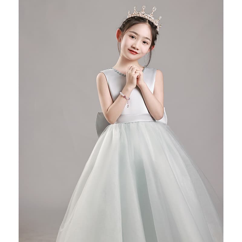 Gray Premium Children's Formal Dress High-End Princess Gown for Girls Birthday Host Performance Piano Recital