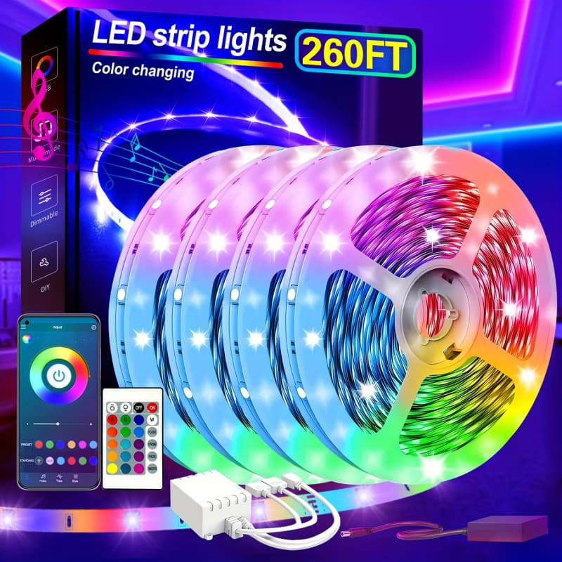 2026 New Cross-border 25/50/100/130/200/260 Feet LED Power Strip Light Application Control