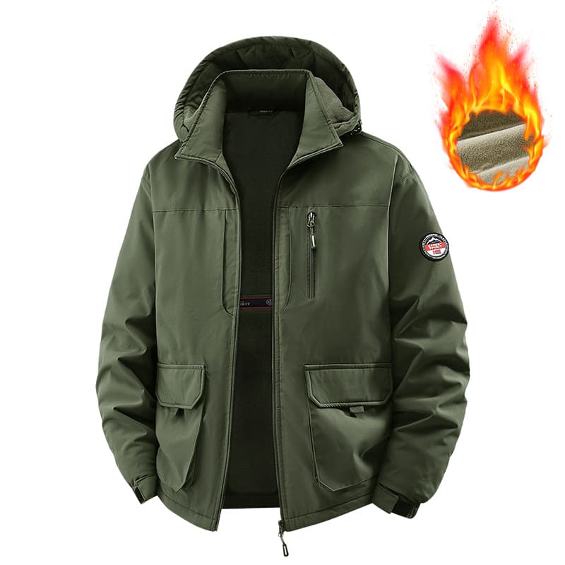 Men's Autumn and Winter Jacket Thickened Warm Casual Coat Middle-aged Men's Jacket Fleece-lined Cotton Padded Coat