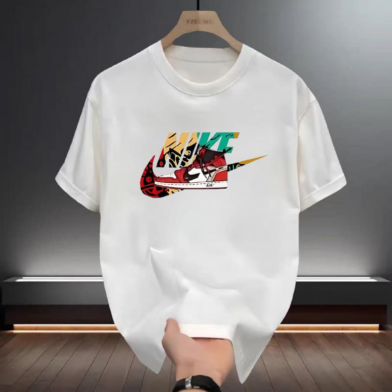 American Rogue Heavyweight Pure Cotton Short Sleeve T-Shirt for Men and Women Trendy Print Summer Ins Fashion Brand Loose Round Neck Top
