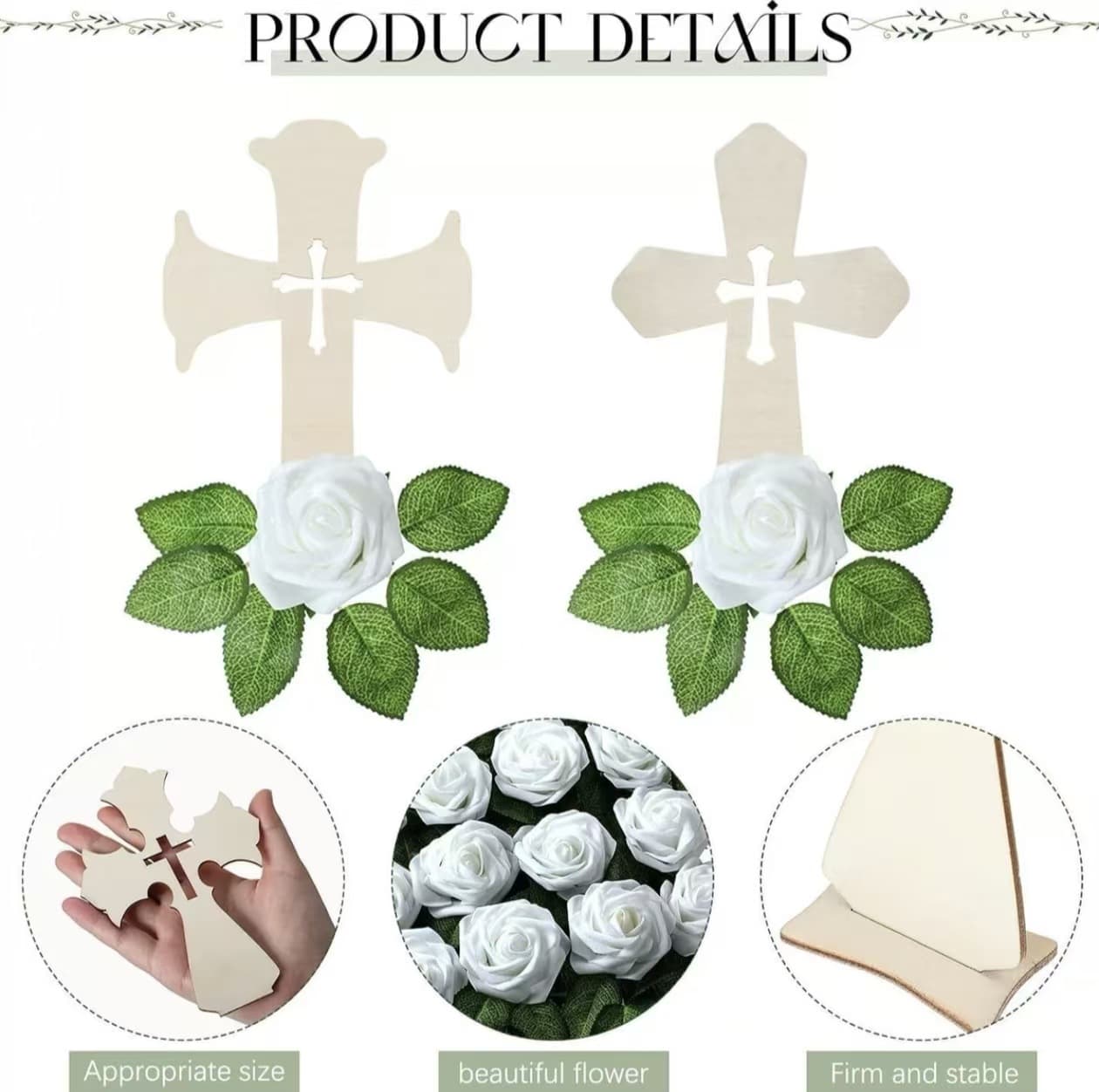 Cross-border new wooden crafts cross ornaments wooden home decoration wood chips Halloween day baptism table