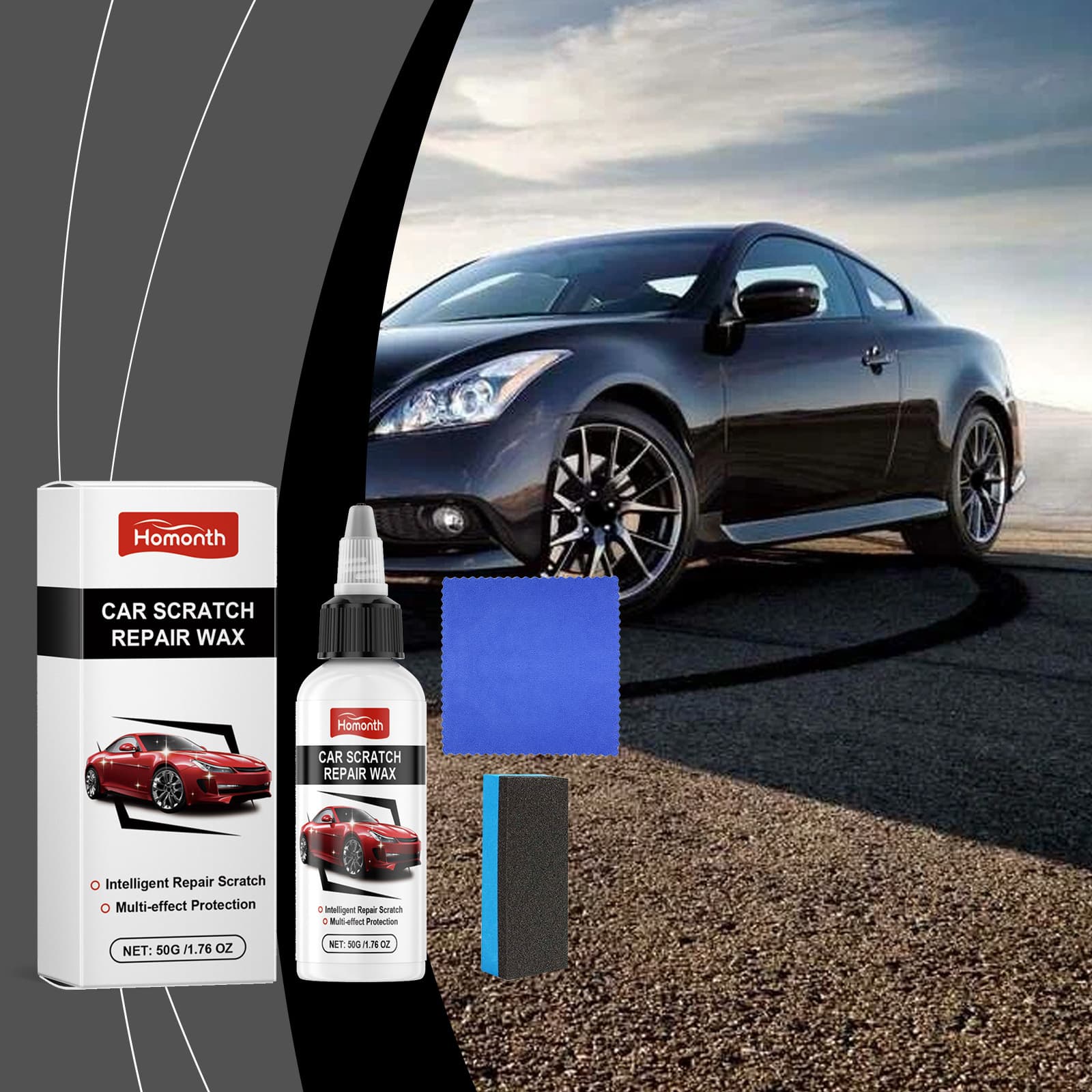 Homonth Car Scratch Repair Paste, Stain Removal Cleaning Polishing Car Scratch Renovation Beauty Care Paste
