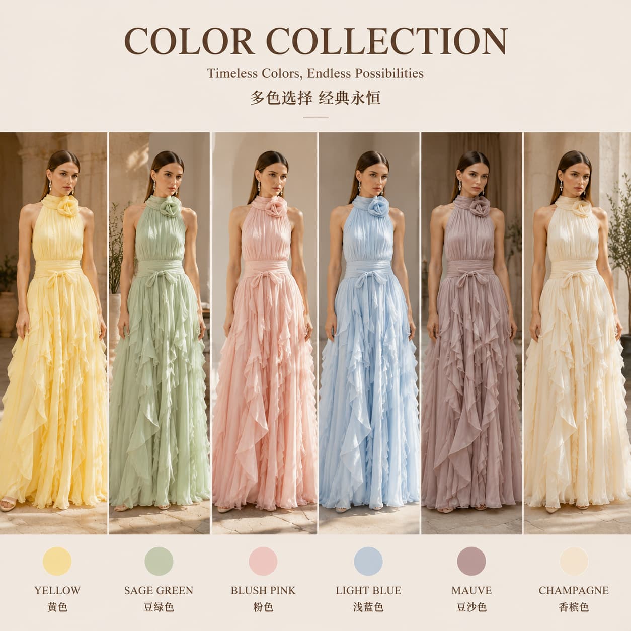 3D Rose Print Long Maxi Dress with Asymmetric Ruffle Hem, Sleeveless Chiffon Summer Dress for Women Boutique