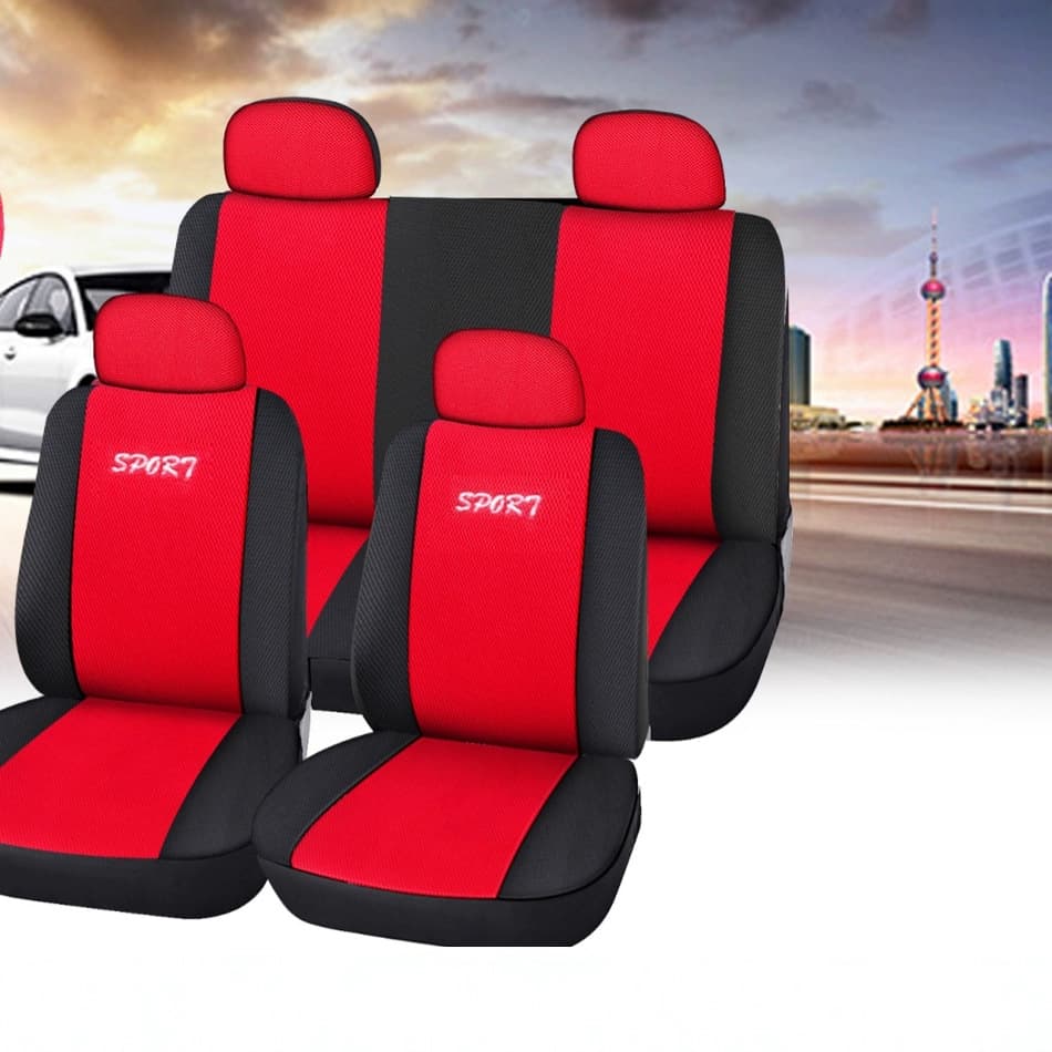 Cross-border car seat cover set, 11 pieces, full coverage, breathable sandwich mesh fabric, suitable for all five seats in the car, all seasons.