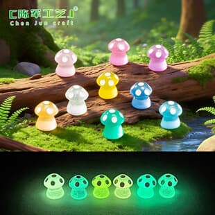 Moss Micro Landscape Glow-in-the-Dark Colorful Small Mushroom Resin Accessory Gardening DIY Decoration Desktop Figurine