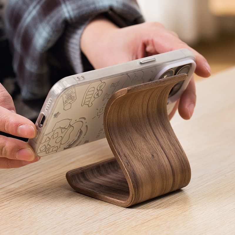 Portable Wooden Phone Stand, Simple Desktop Creative TV Viewing Support Phone Holder