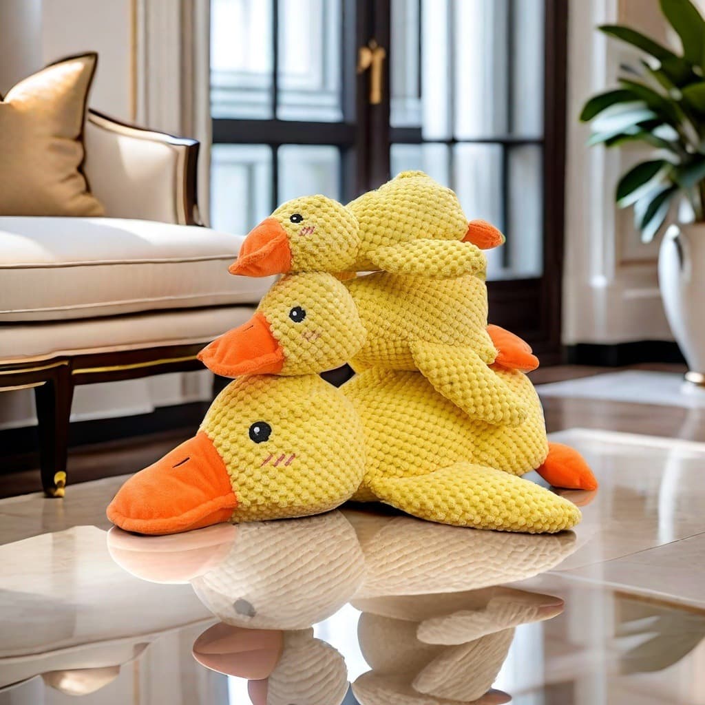 Trending Pet Plush Toy Sleeping Pig Squeaky Yellow Duck Teething Chew Resistant Dog Toy Pet Supplies