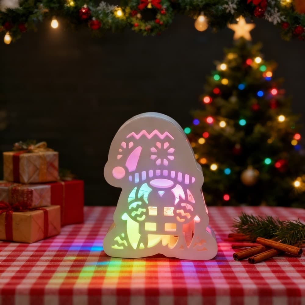 S2307+S2308 Christmas Gnome Projection Ornament Decorative Cement Plaster Mold DIY Silicone Mold