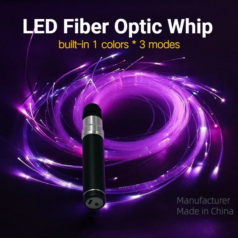Dance Whip LED Fiber Optic Whip Single Color USB Rechargeable Fiber Optic Dancing Light Whip