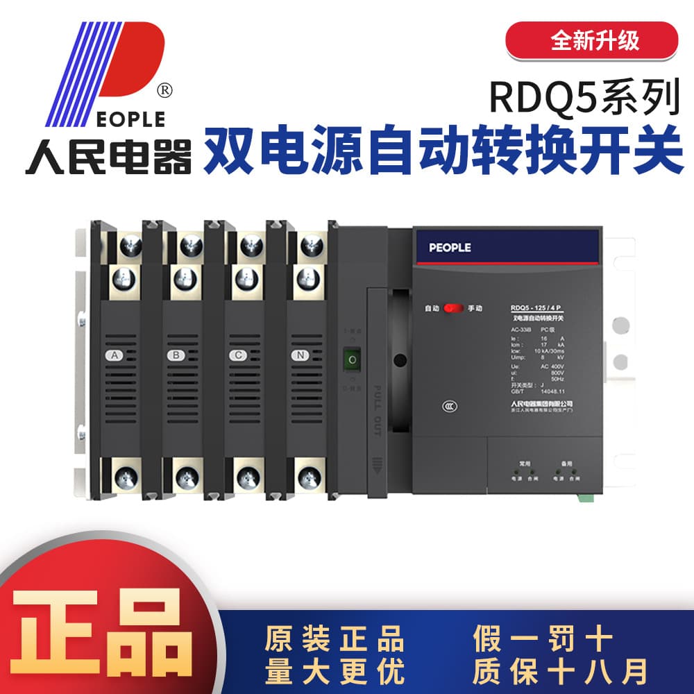 Chinese People RDQ5 PC level 4P dual power automatic transfer switch 125 type 10A40A63A100A125A