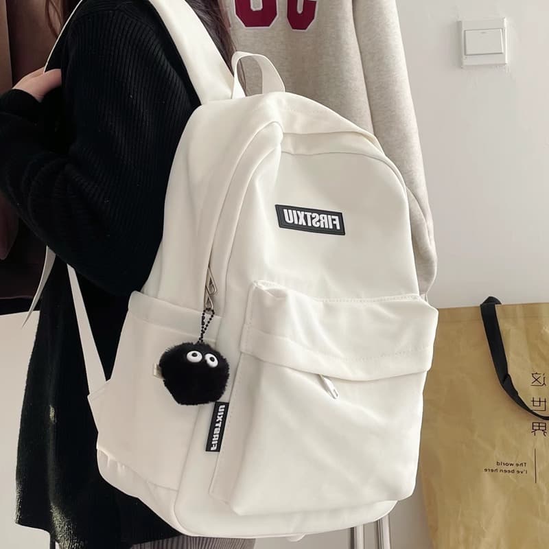 Unisex School Bag Pure Color Minimalist Style Backpack Breathable Ultra-light Antibacterial Wear-resistant Anti-theft for Junior High And College Students