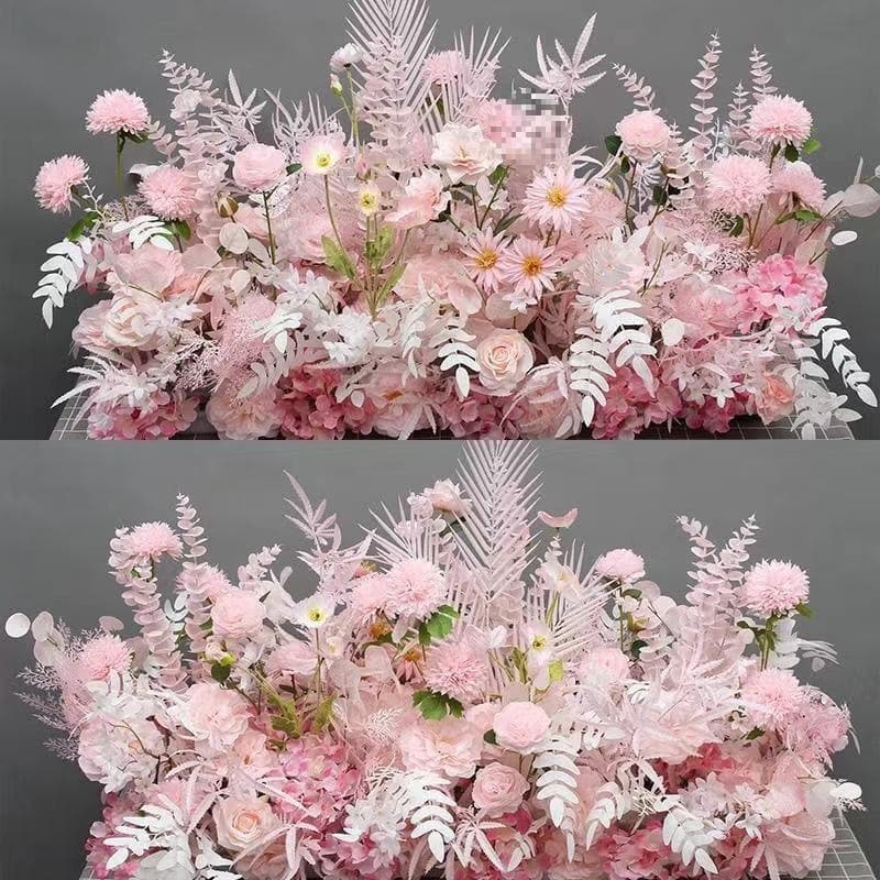 New Wedding Floor Row Flower T-Stage Decoration Flower Row Aisle Decor Wedding Stage Background Artificial Flowers Silk Flower Art