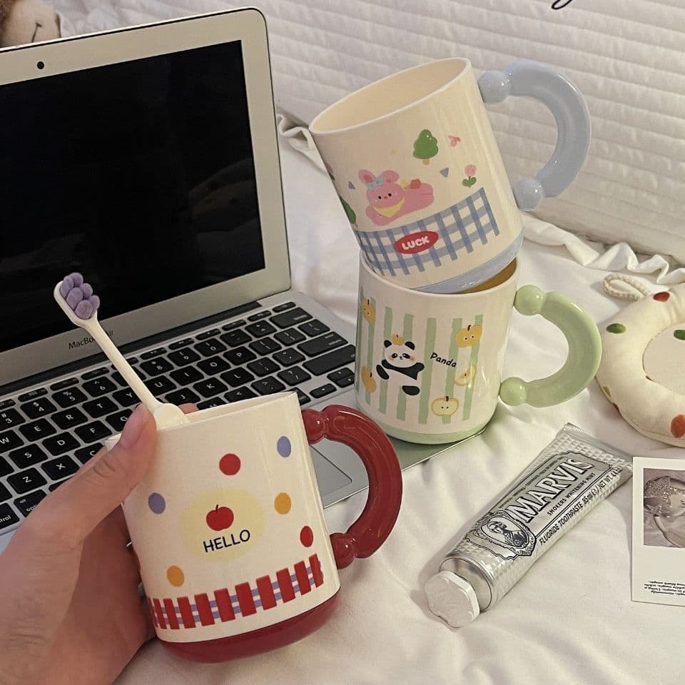 Couple Toothbrush Cup High-Aesthetic Rinse Cup for Students Dormitory Cartoon Home Use Mouthwash Cup