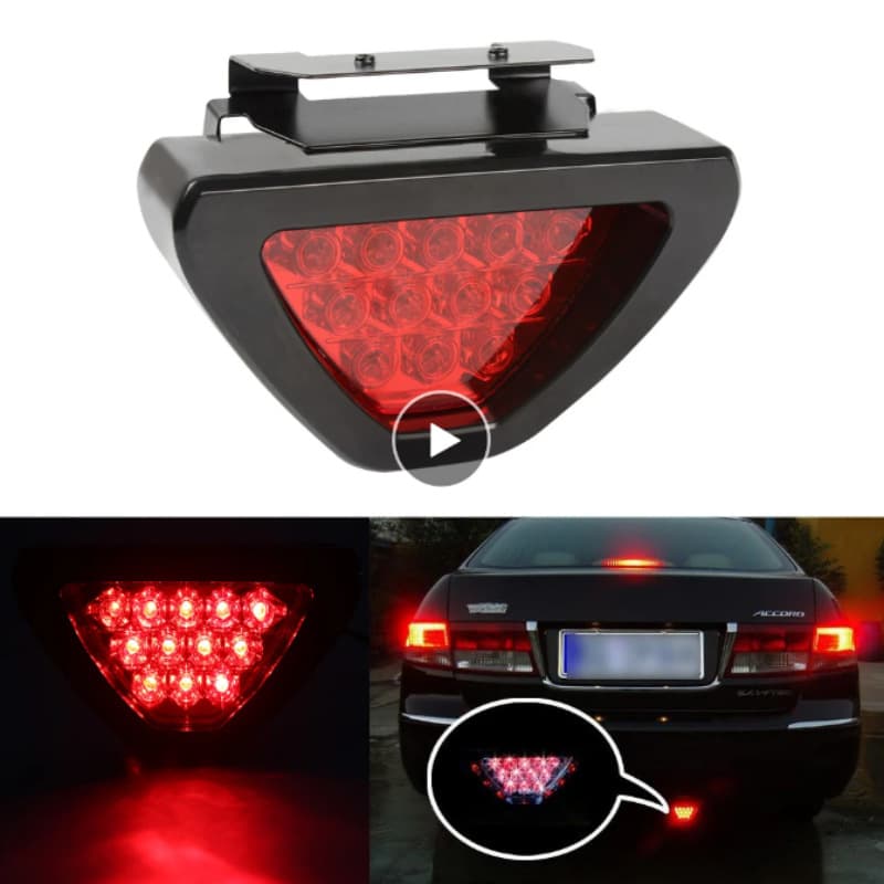 Car Motorcycle LED Rear Fog Light F1 Triangle LED Brake Flashing Warning Light Strobe Light Rear Tail Navigation Light