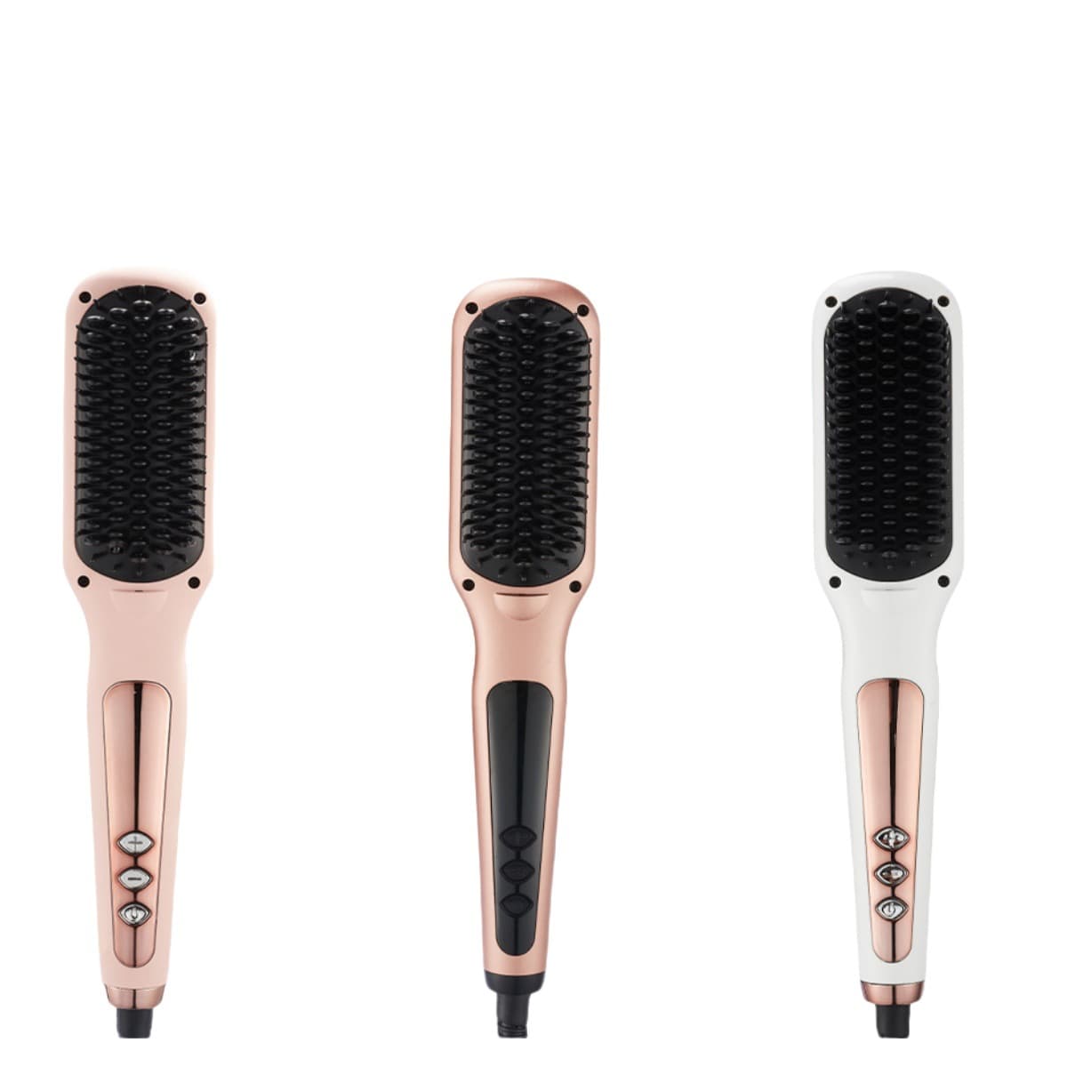 New Arrival In Stock Cross-Border Direct Shipping Hair Straightener Brush Electric Heating Comb 2-in-1 Straightening and Curling Volumizing Comb Styling Hair Straightener Brush