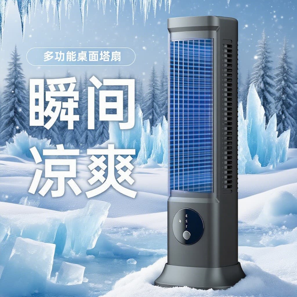 2026 New Cross-Border Electric Fan Tower Fan Desktop Bladeless Fan Desktop Dormitory Vertical Circulation Fan Home Appliance